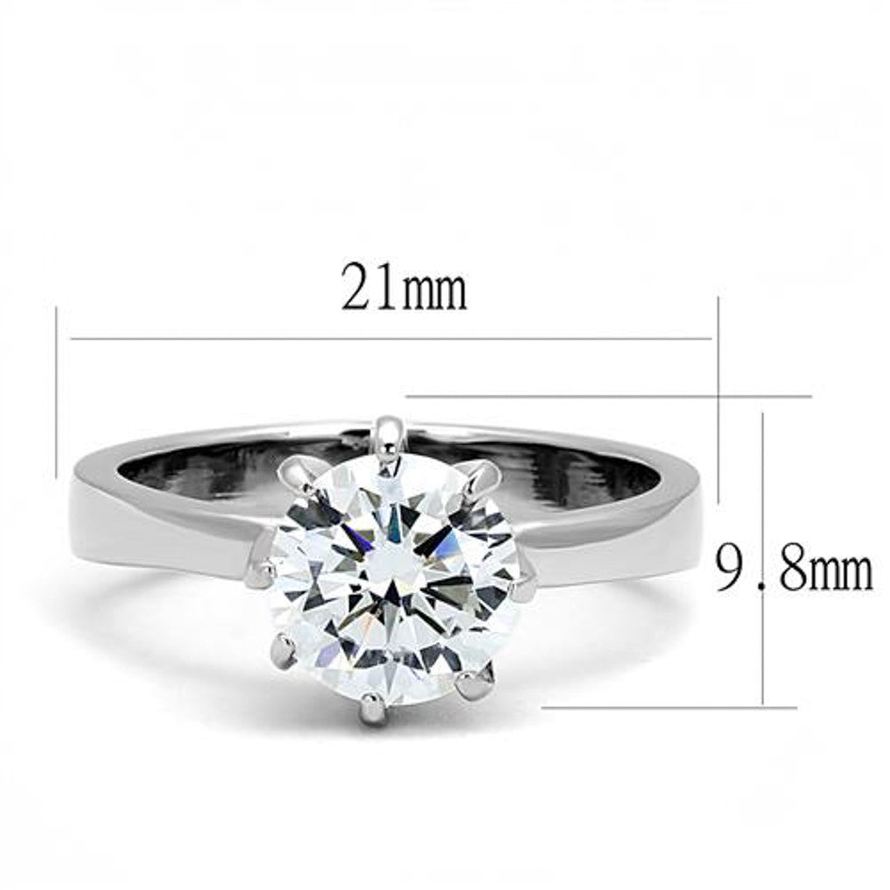 ARTK3208 Women's 2.04 Ct Round Solitaire Zirconia Stainless Steel Engagement Ring Sz 5-10